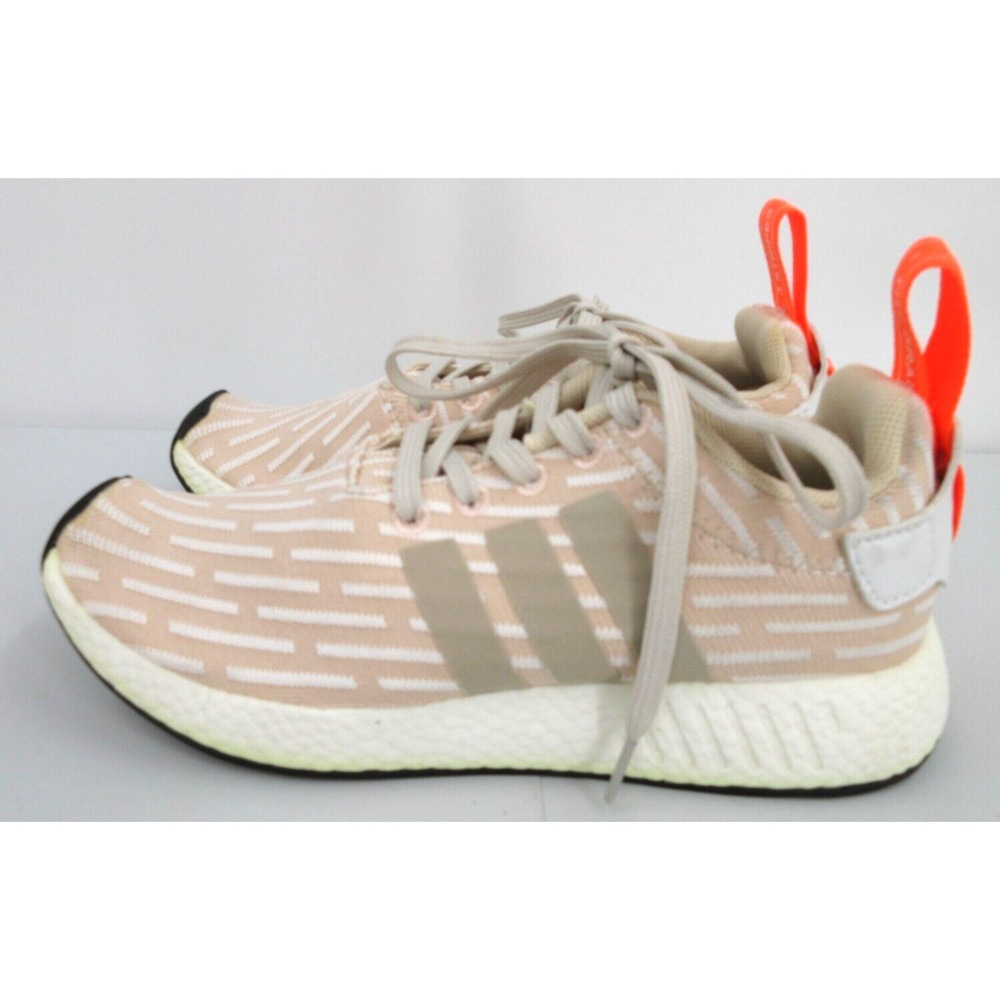 ADIDAS NMD R2 PRIMEKNIT RUNNING SHOES Women's  7.5 LINEN WHITE / BEIGE /‎ ORANGE